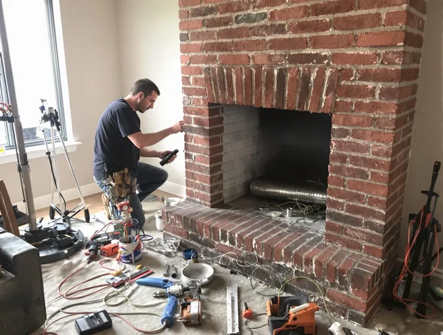 Ipswich Chimney Sweep specialist finalizing chimney liner service in Ipswich, MA
