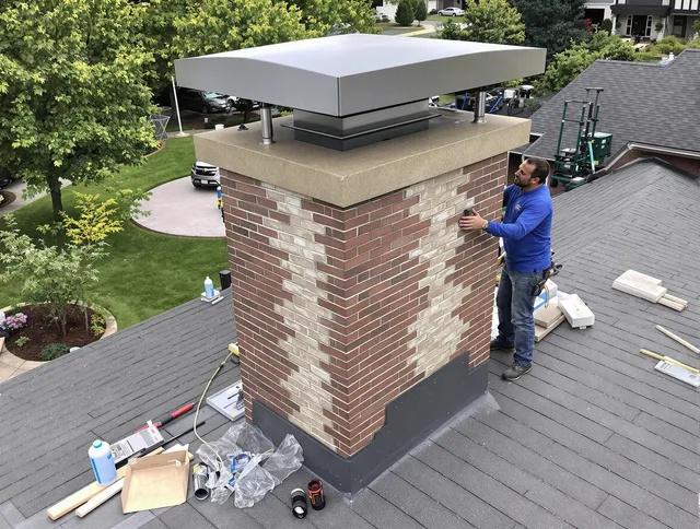 Ipswich Chimney Sweep team working on a custom chimney remodel in Ipswich, MA
