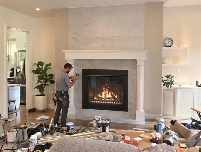 Newly installed fireplace by Ipswich Chimney Sweep in Ipswich, MA
